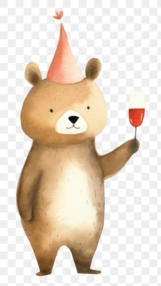 PNG Bear champagne mammal party. AI generated Image by rawpixel.