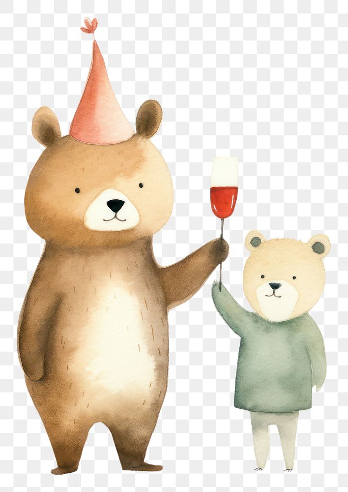 PNG Bear champagne mammal party. AI generated Image by rawpixel.