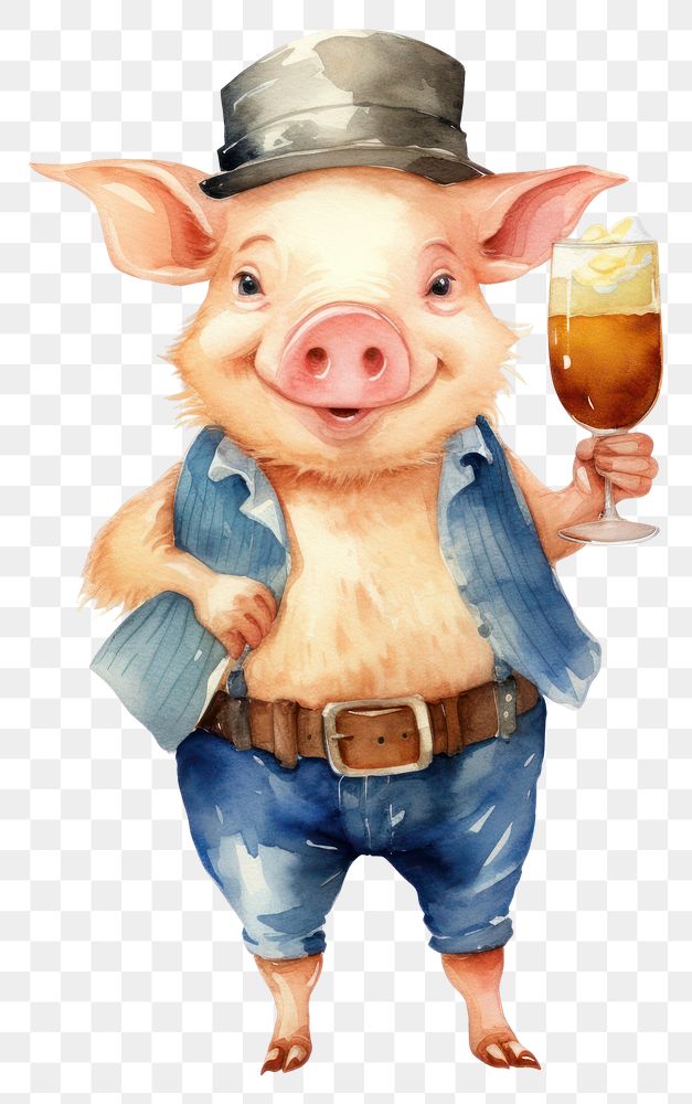 PNG Pig drinking mammal animal. AI generated Image by rawpixel.
