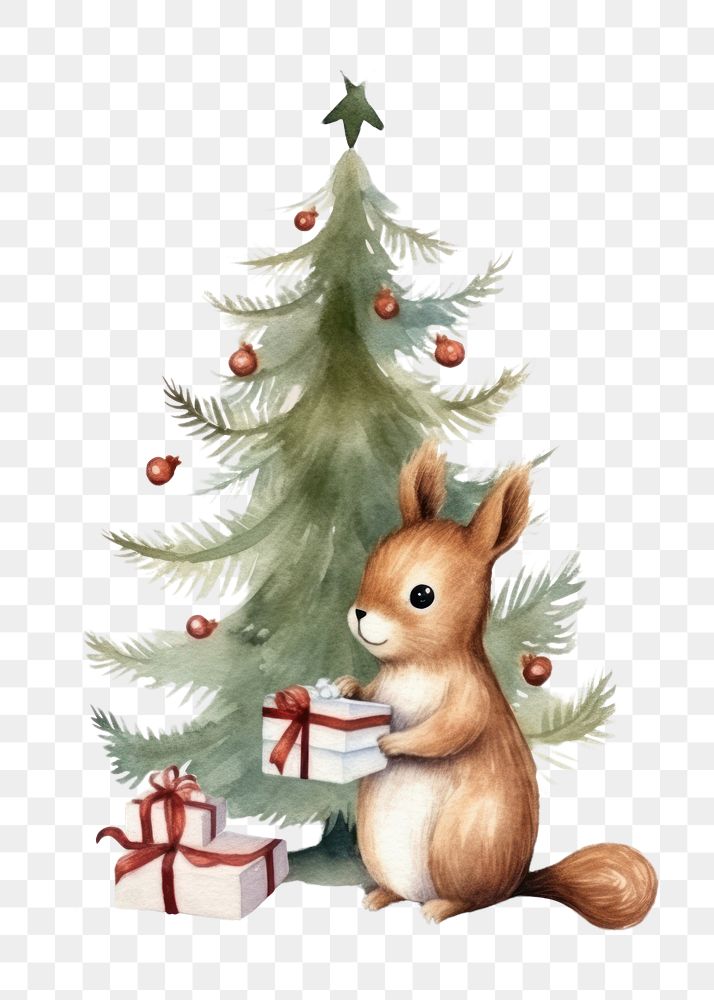 PNG Squirrel christmas bouque nature plant tree
