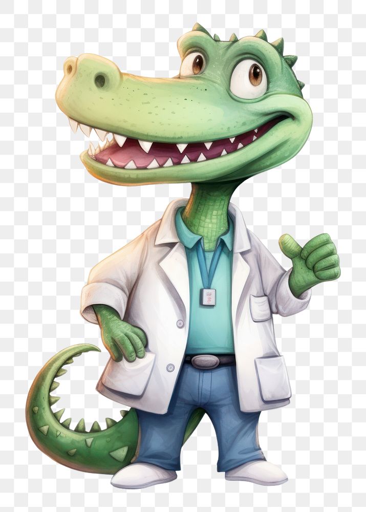 PNG Crocodile dentist cartoon animal representation. AI generated Image by rawpixel.