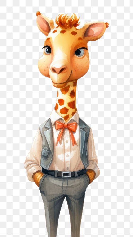 PNG Giraffe salesperson cartoon mammal adult. AI generated Image by rawpixel.