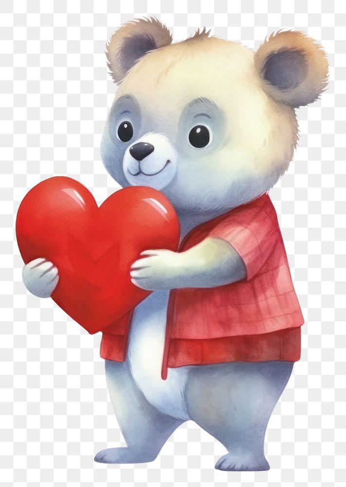 PNG Koala holding a heart smiling love toy white background. AI generated Image by rawpixel.