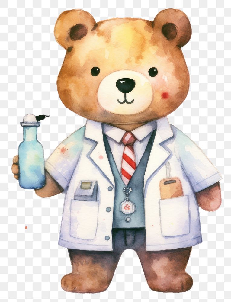 PNG Bear doctor cute toy white background. AI generated Image by rawpixel.