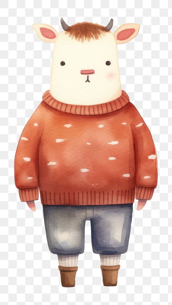 PNG Cow sweater white background representation. 