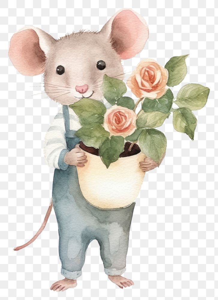 PNG Animal holding mammal flower. AI generated Image by rawpixel.