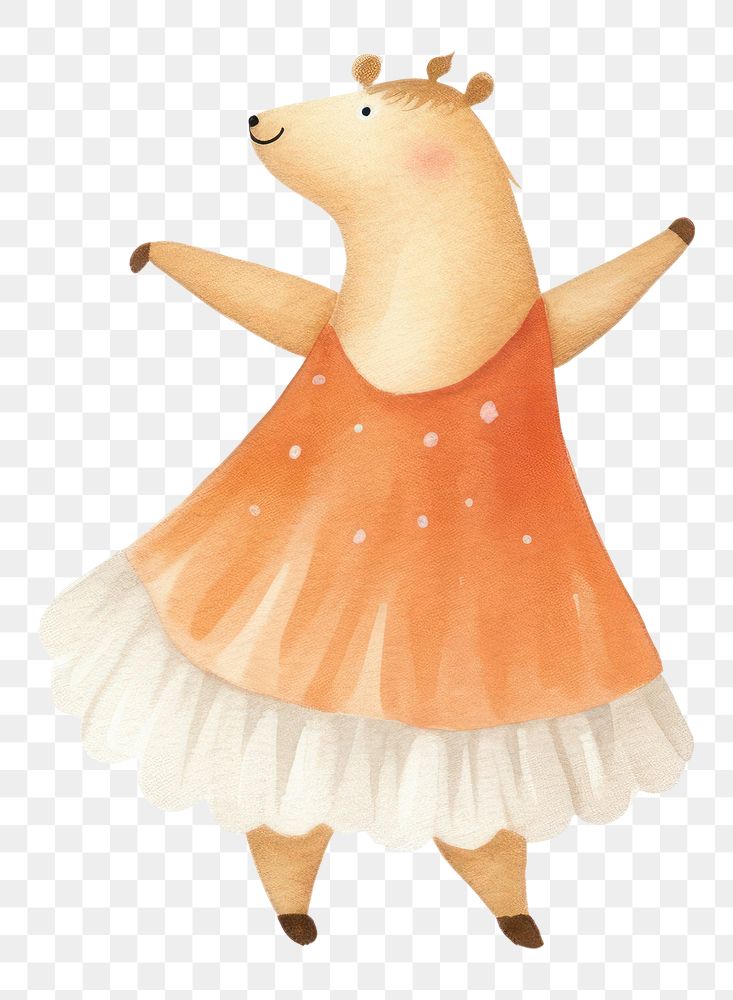 PNG Capybara dancing cartoon animal. 