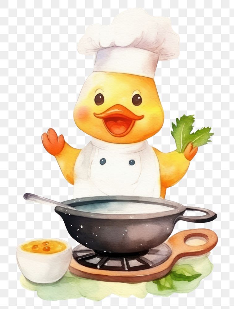 PNG Characters duck cooking cartoon food vegetable. AI generated Image by rawpixel.