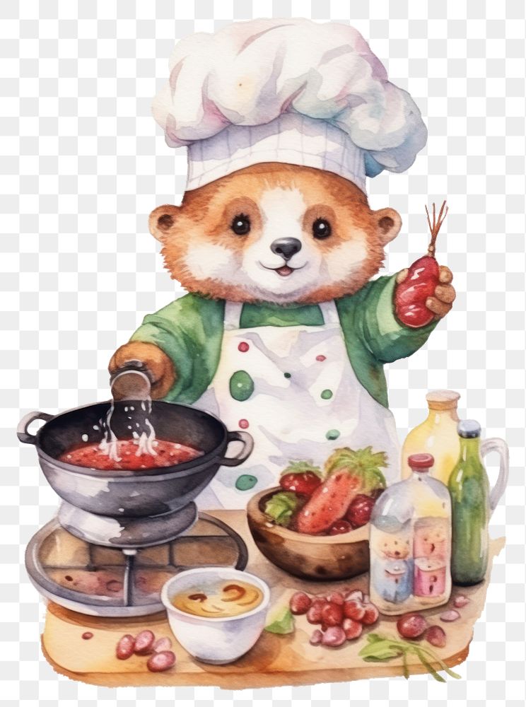 PNG Characters ferret cooking cartoon animal cute. AI generated Image by rawpixel.