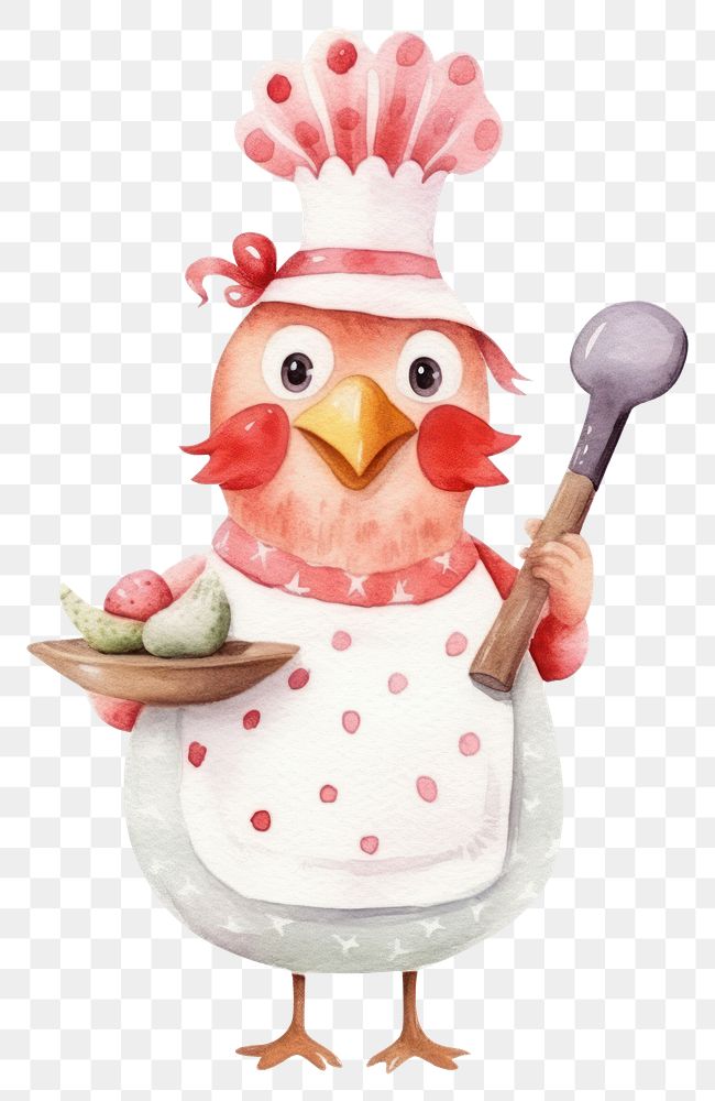 PNG Characters hen cooking cartoon white background representation. AI generated Image by rawpixel.