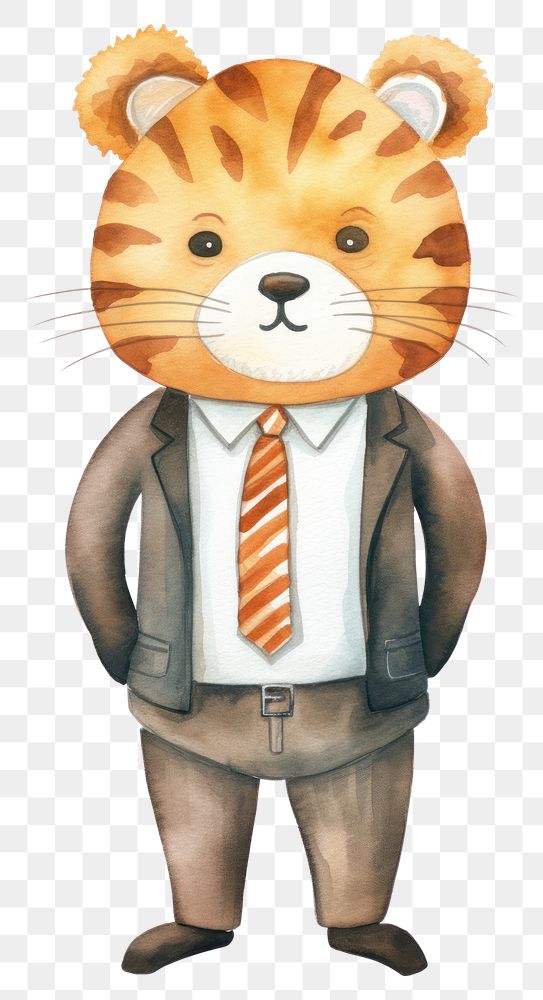 PNG Tiger wearing suit cartoon tie  