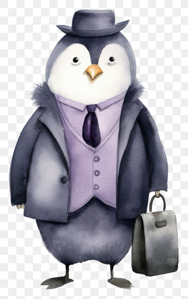 PNG Penguin wearing suit cartoon animal bird. AI generated Image by rawpixel.