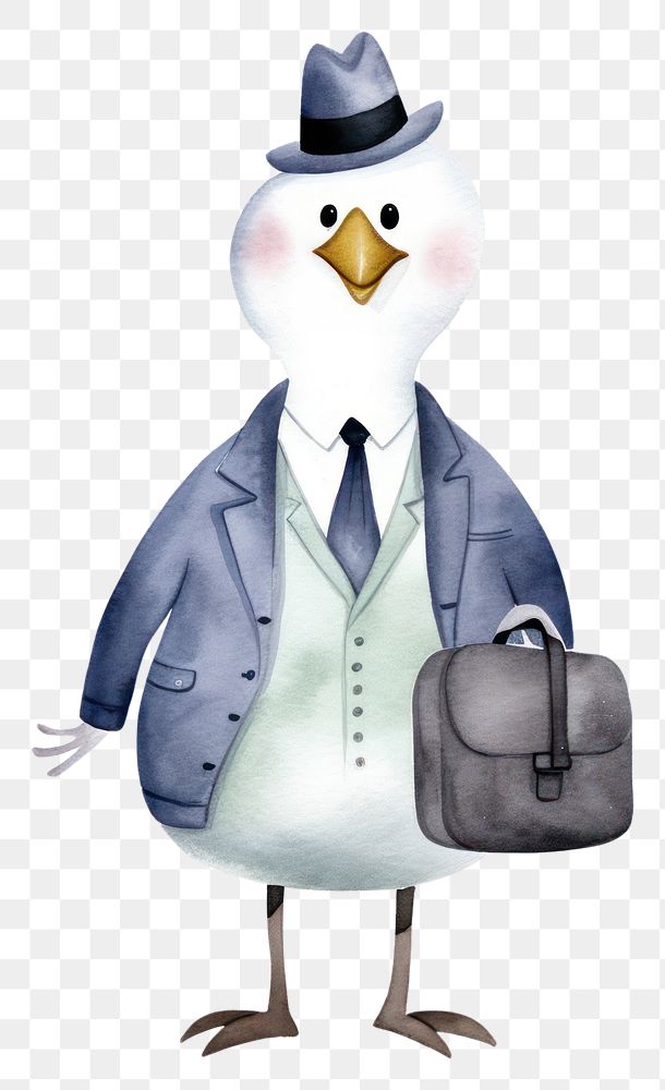 PNG Goose wearing suit cartoon animal bird. 