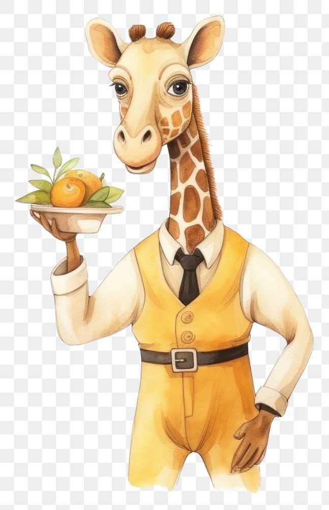 PNG Giraffe waiter costume cartoon animal mammal. AI generated Image by rawpixel.