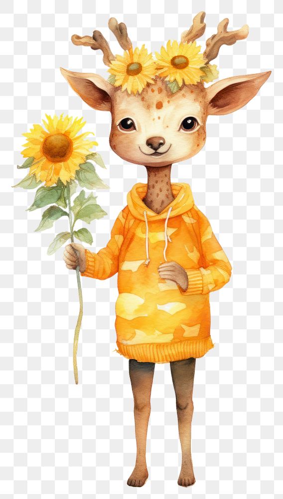 PNG Deer sunflower sweater animal. 