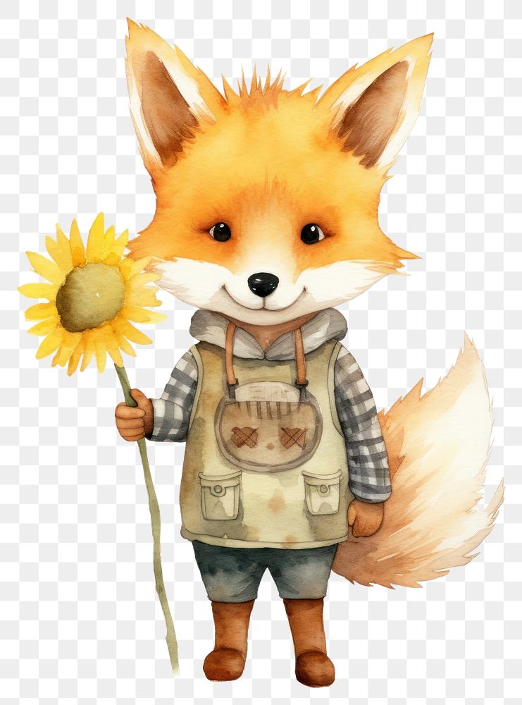 PNG Fox flower mammal animal. AI generated Image by rawpixel.
