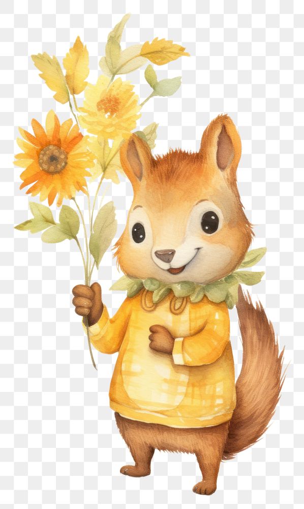 PNG Squirrel sunflower animal holding. AI generated Image by rawpixel.