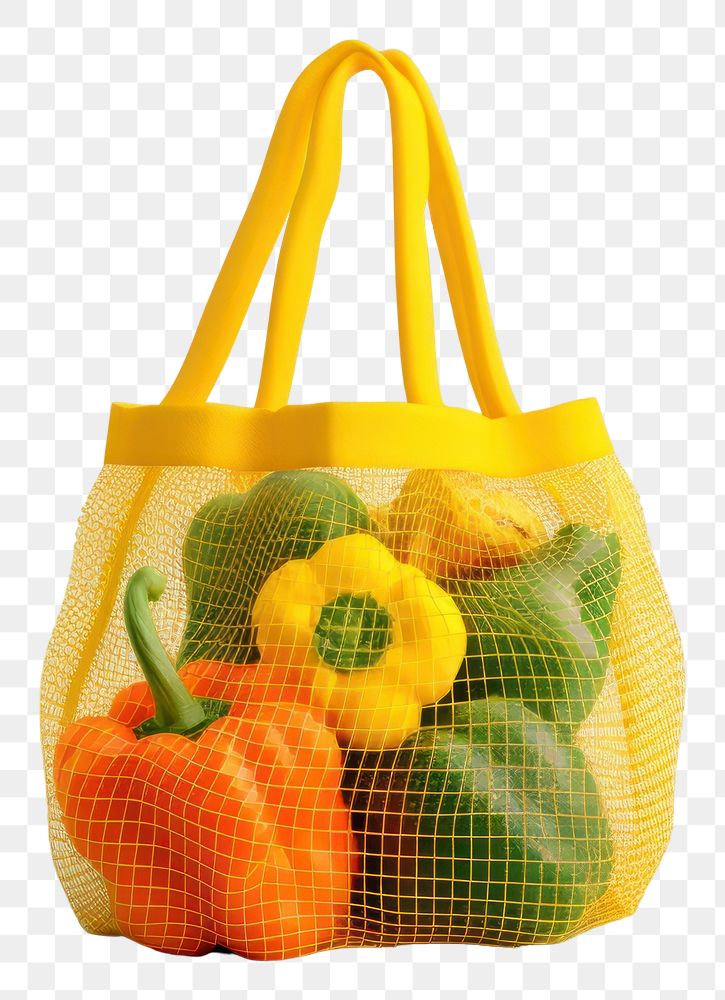 PNG  Vegetable bag handbag yellow. AI generated Image by rawpixel.