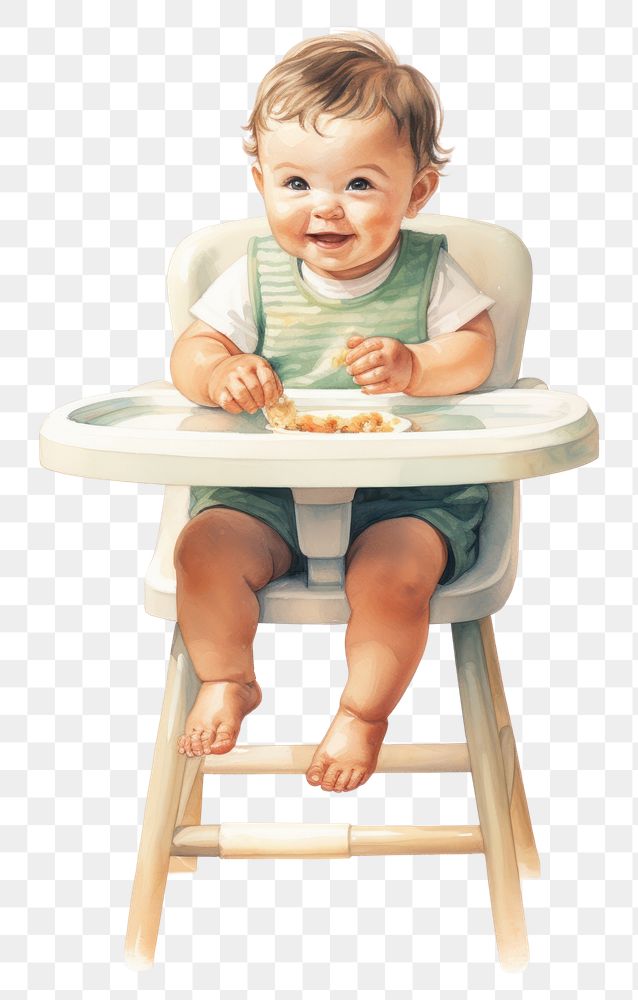 PNG  Baby eating chair furniture sitting. AI generated Image by rawpixel.