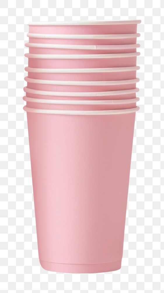 PNG Paper disposable cups pink white background refreshment. AI generated Image by rawpixel.