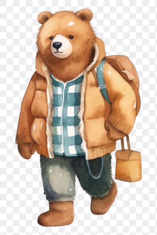 PNG Male bear fashion backpack mammal animal. AI generated Image by rawpixel.