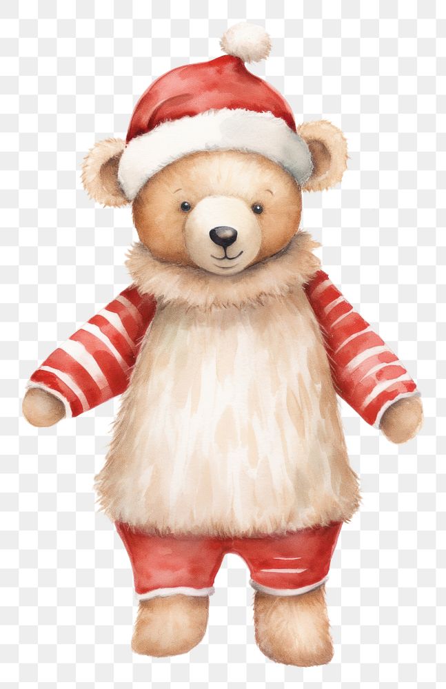 PNG Christmas teddy bear costum drawing cute toy. AI generated Image by rawpixel.