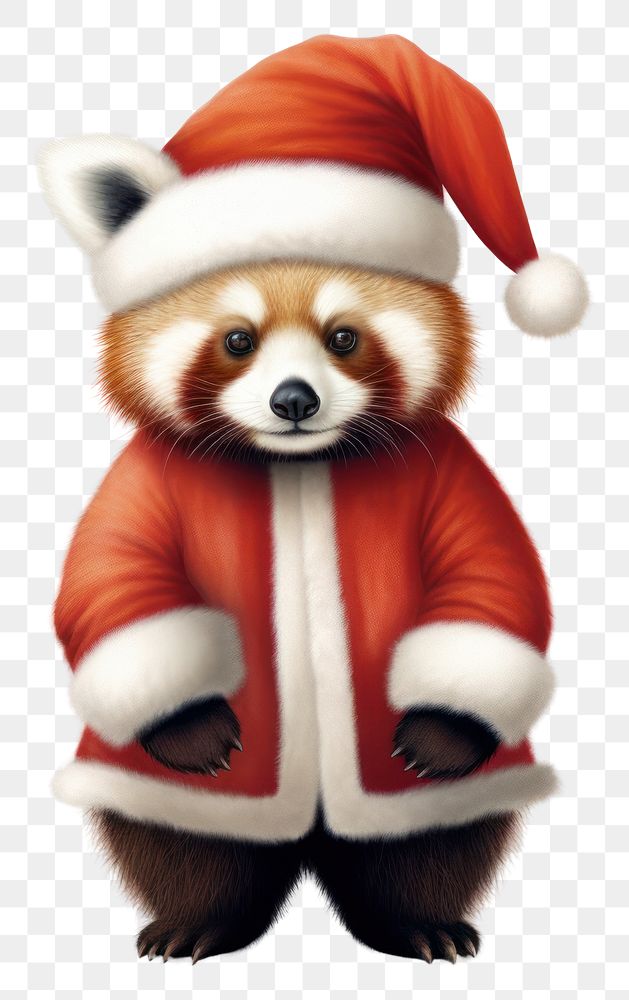 PNG Christmas day red panda costum figurine mammal animal. AI generated Image by rawpixel.