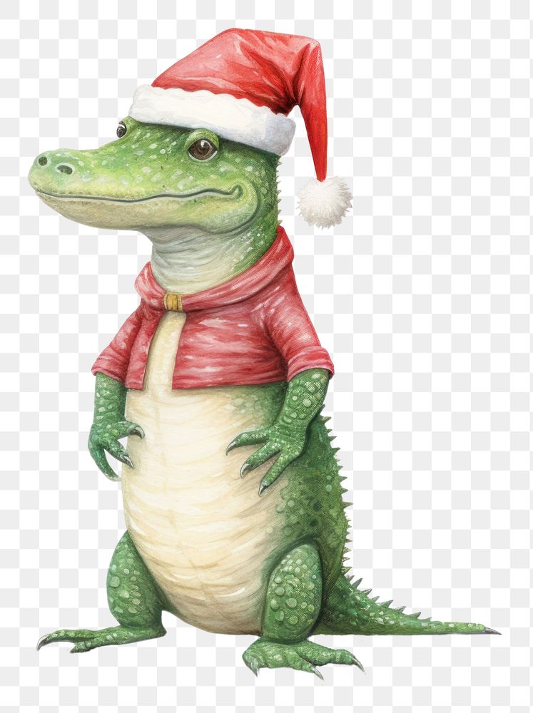 PNG Christmas cute alligator reptile drawing animal. AI generated Image by rawpixel.