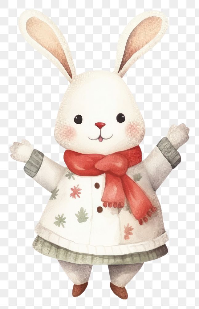 PNG Christmas rabbit dancing figurine cartoon white. AI generated Image by rawpixel.
