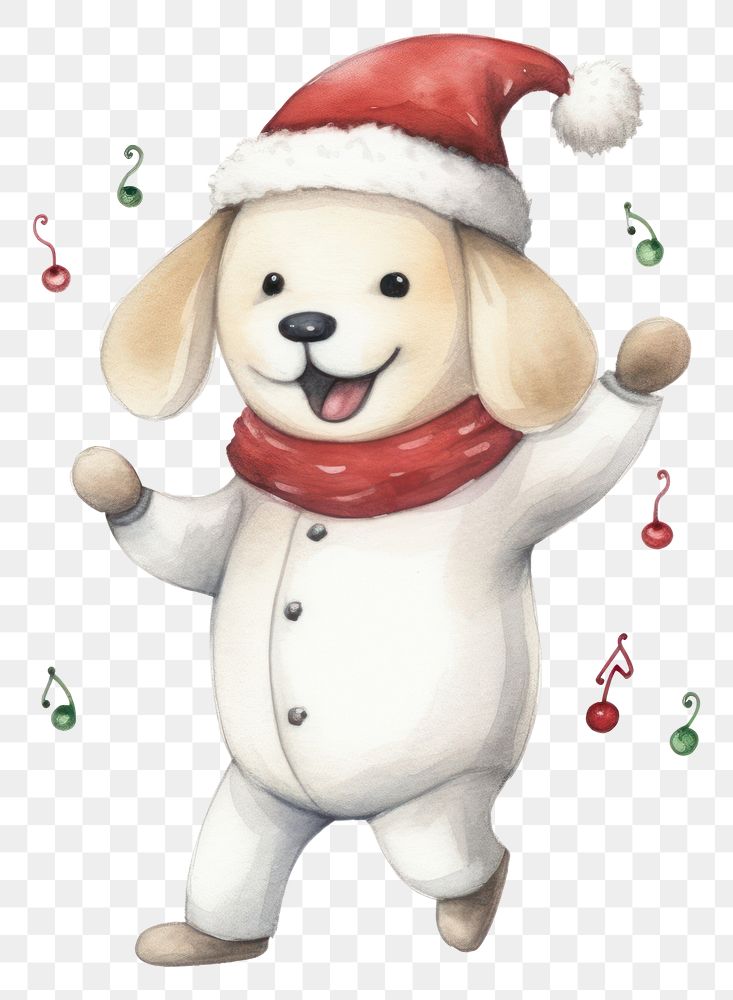 PNG Christmas dog snowman cartoon white. 