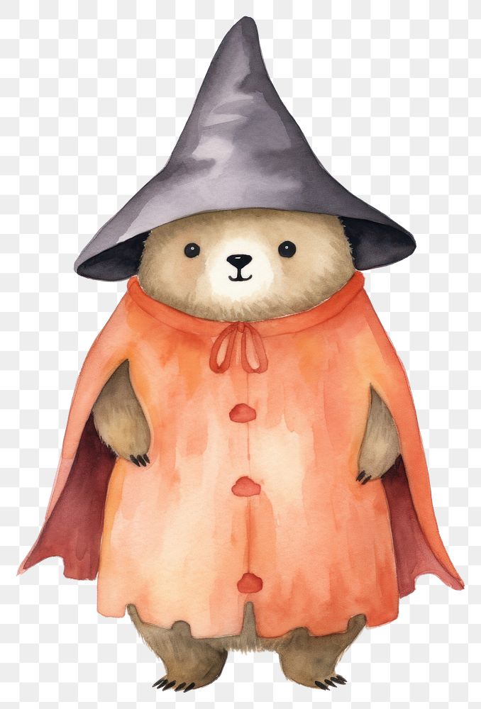PNG Bear wearing witch costume cartoon cute white background. AI generated Image by rawpixel.