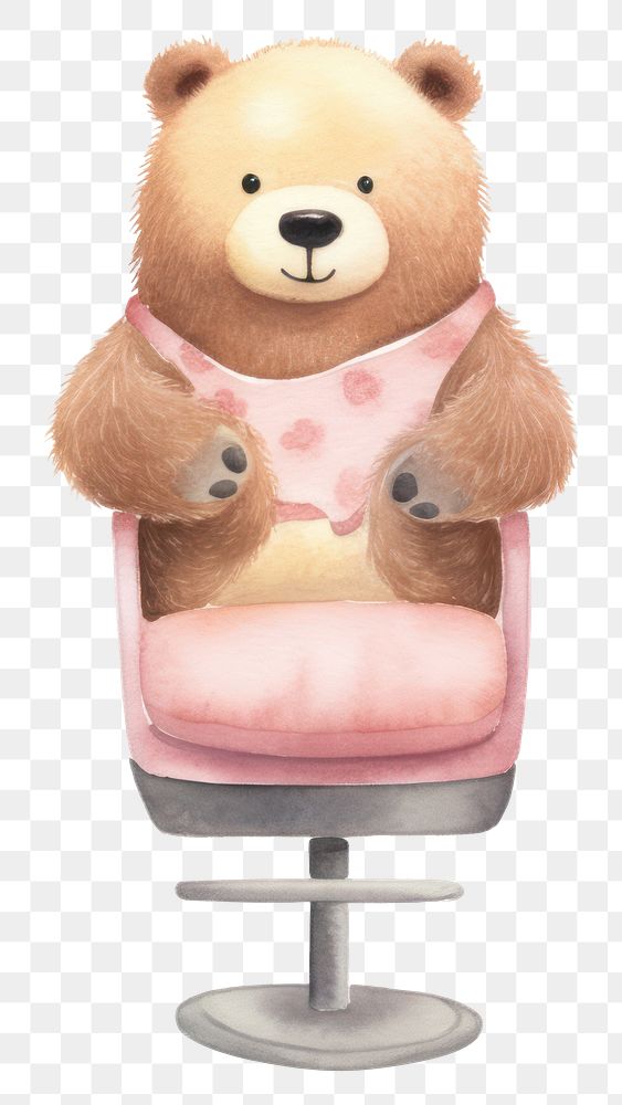 PNG Bear beauty salon furniture cartoon chair. AI generated Image by rawpixel.