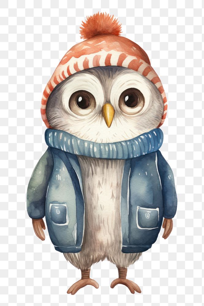 PNG A family owl wearing a sweater animal bird representation. 