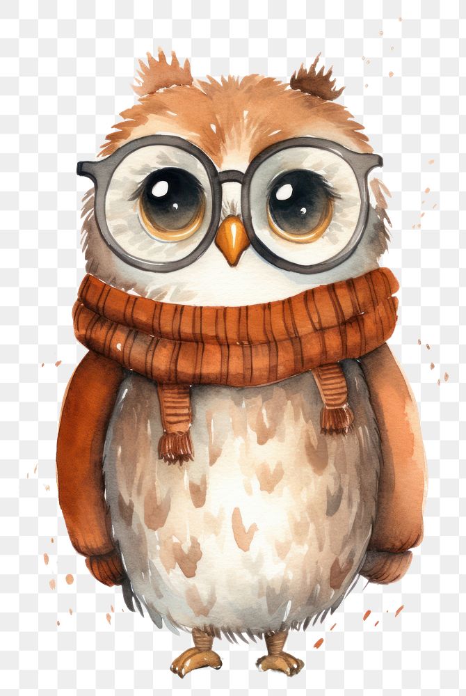 PNG A family owl wearing a sweater animal drawing sketch. 