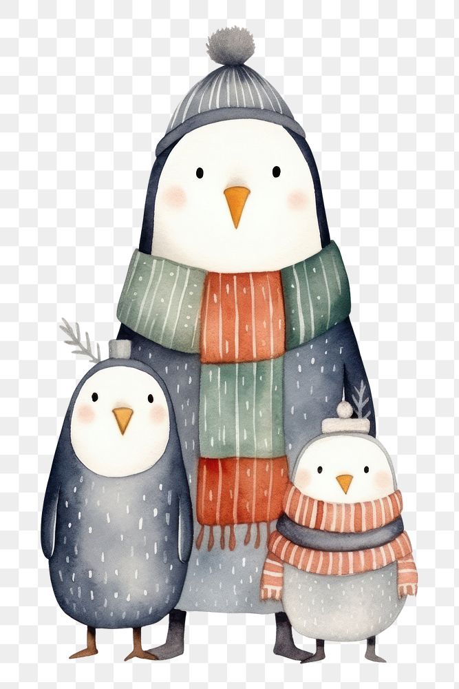 PNG A family penguin wearing a sweater snowman winter animal. 