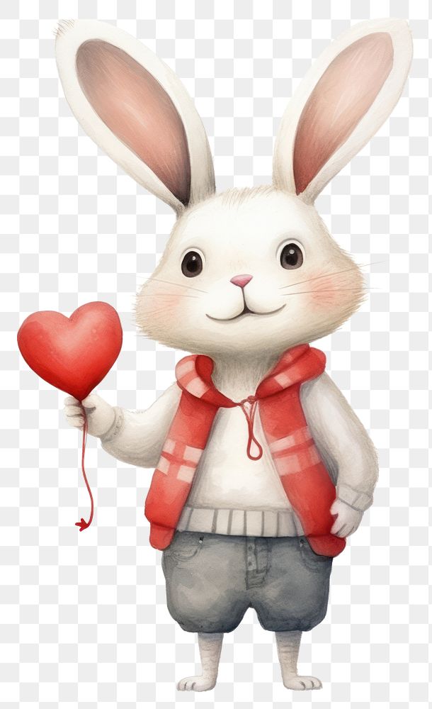 PNG Rabbit wearing heart t-shirt cartoon mammal animal. 