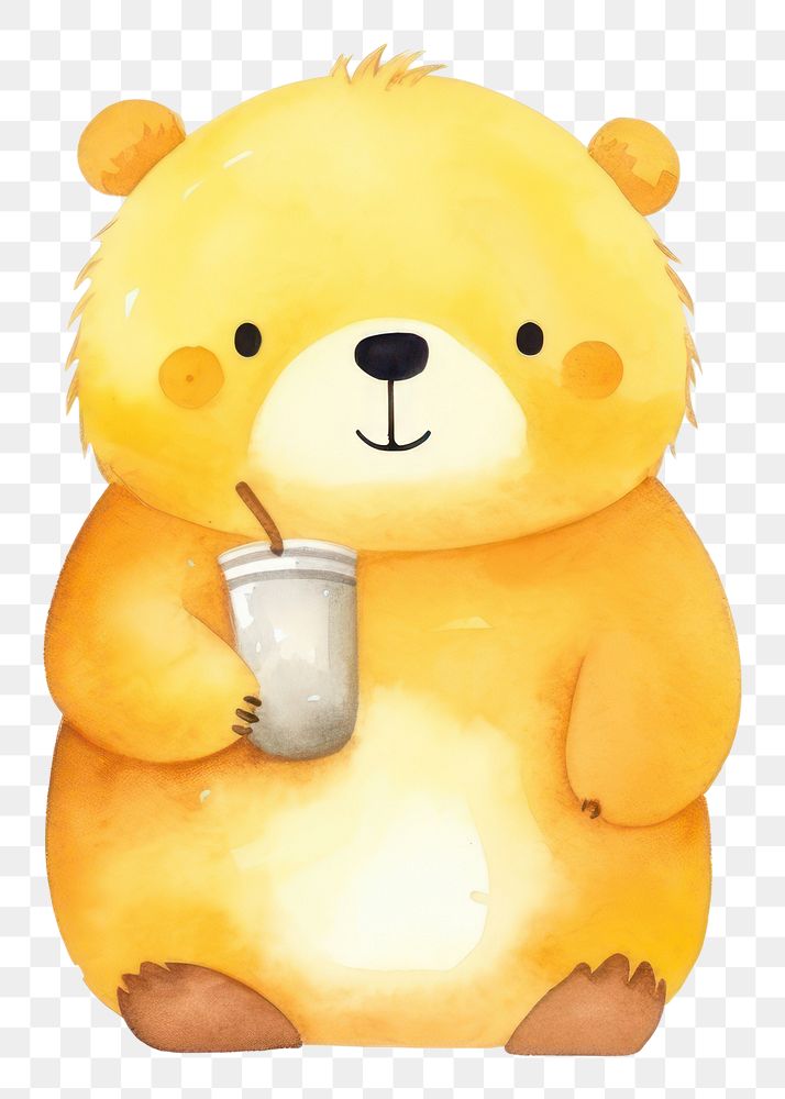 PNG Drinking a soda cartoon cute bear. AI generated Image by rawpixel.
