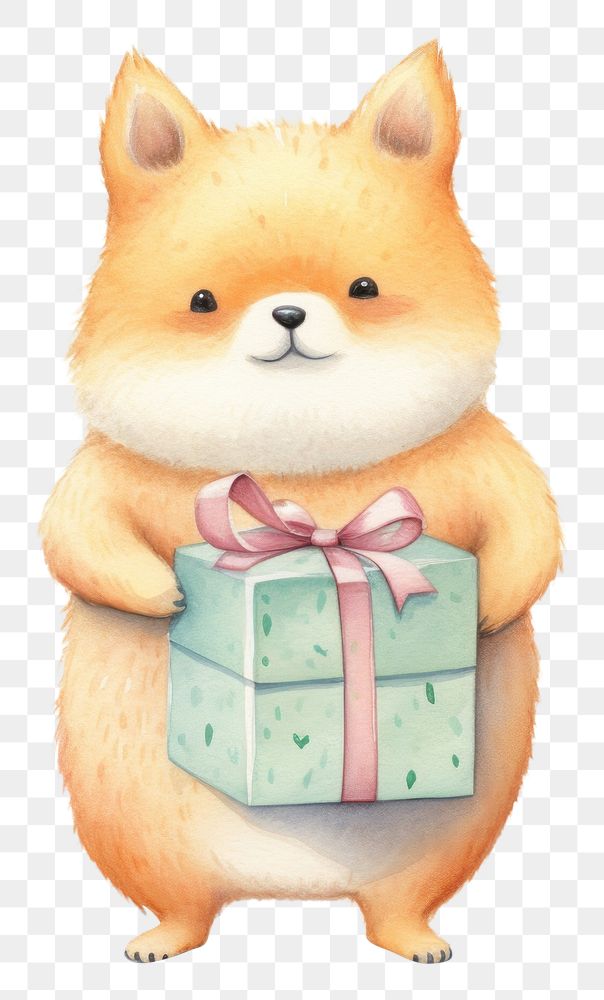 PNG Fox holding a gift boxs mammal animal rodent. AI generated Image by rawpixel.
