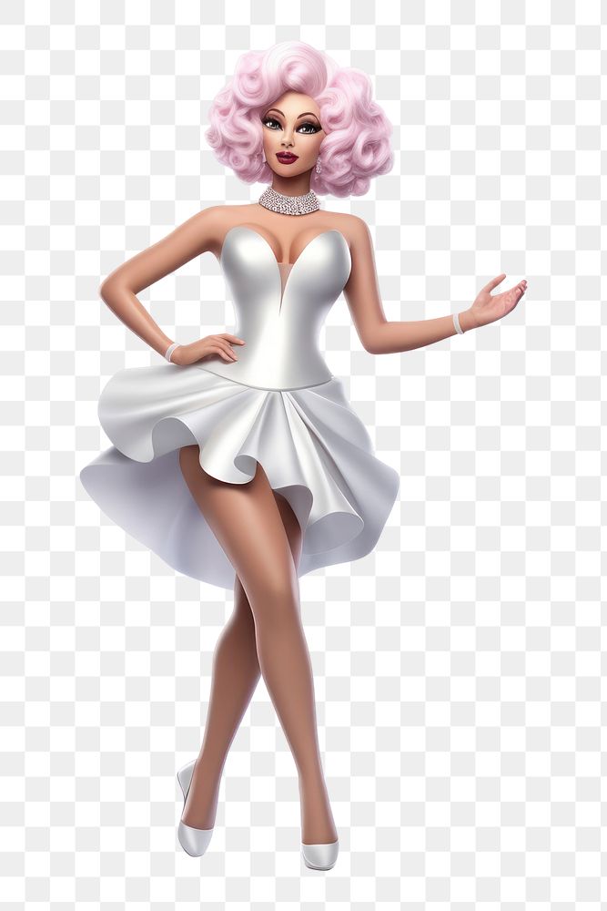 PNG Drag queen adult white doll. AI generated Image by rawpixel.