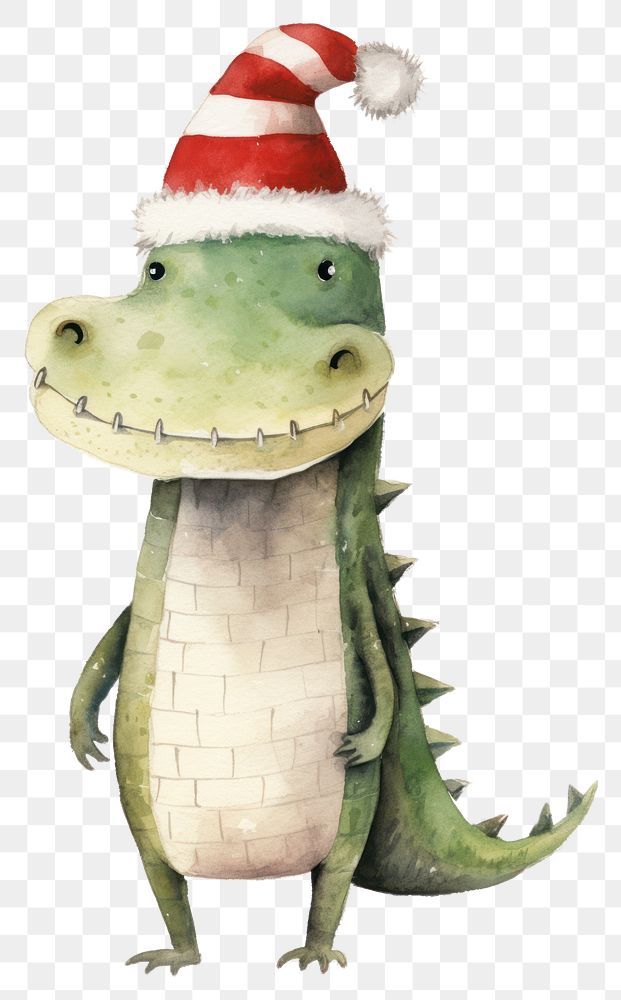 PNG Christmas cute alligator animal reptile cartoon. 