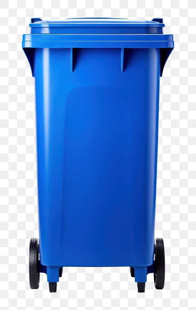 PNG Blue trash bin plastic white background recycling. AI generated Image by rawpixel.