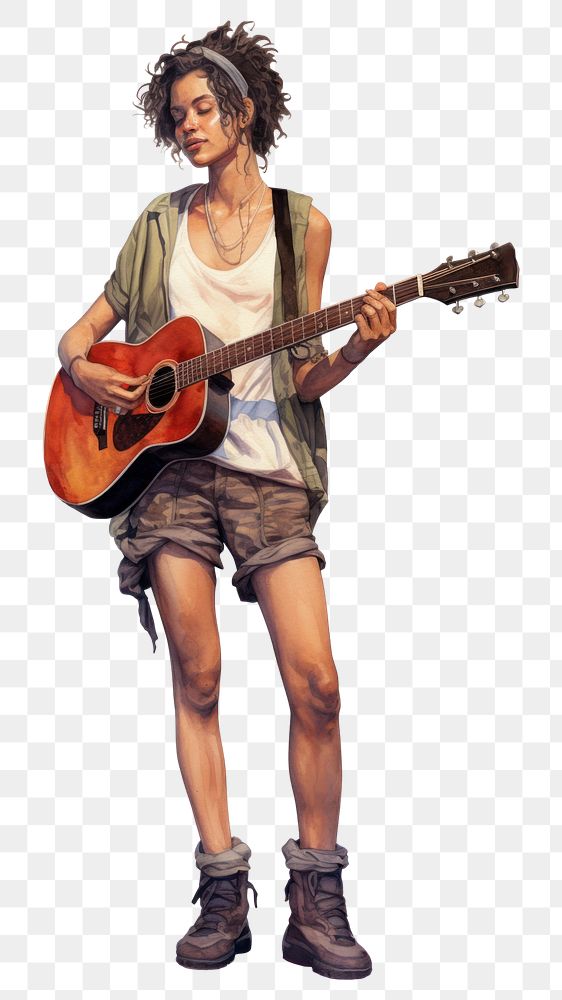 PNG Young singer footwear musician guitar. AI generated Image by rawpixel.