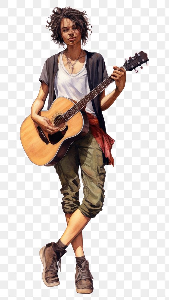 PNG Young singer footwear musician guitar. AI generated Image by rawpixel.