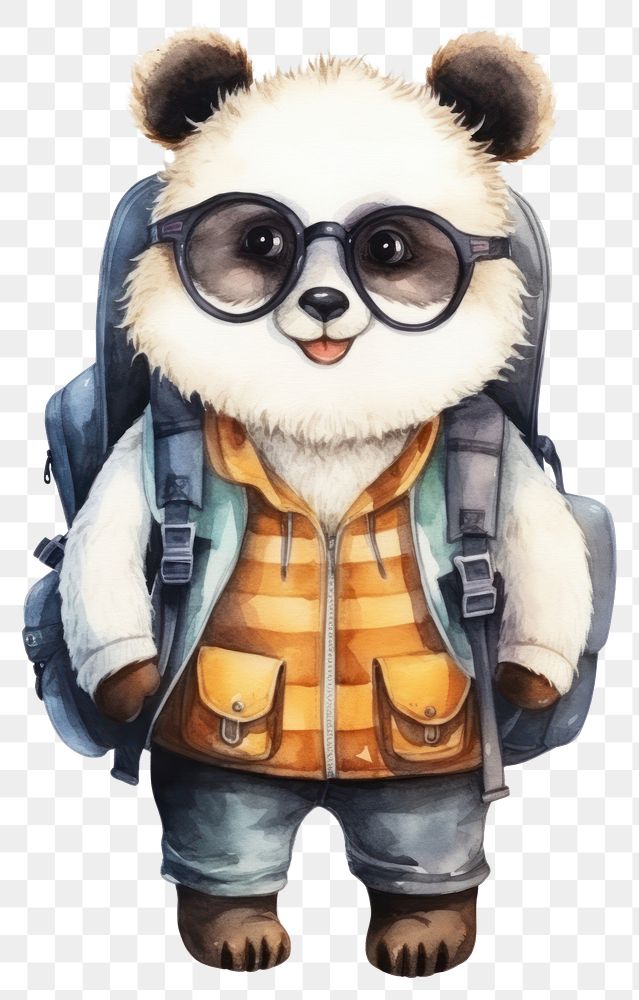 PNG Pandacarry glasses backpack cartoon. AI generated Image by rawpixel.