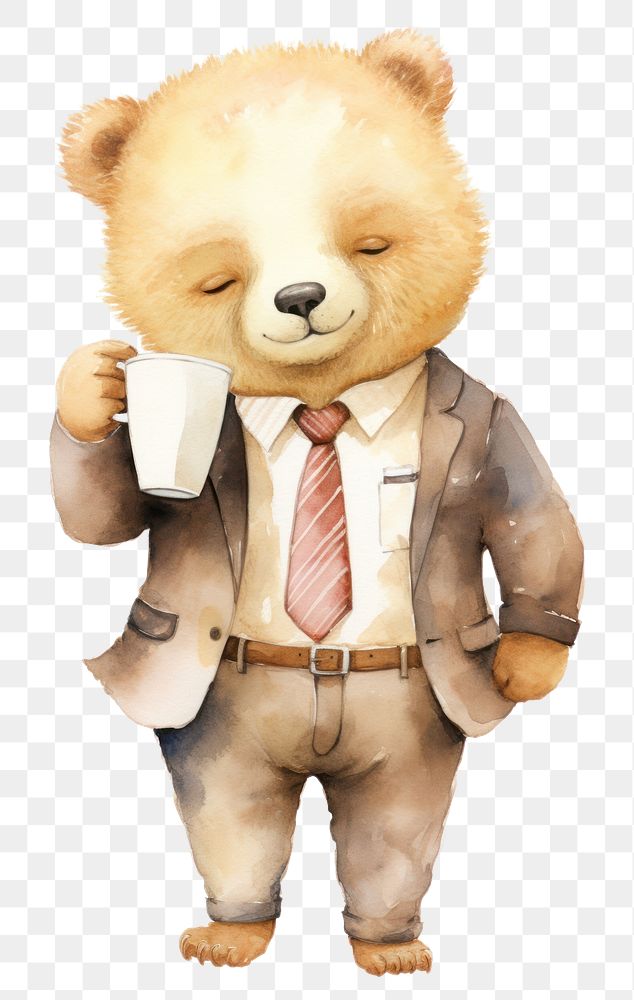 PNG Bear cup mammal coffee. AI generated Image by rawpixel.