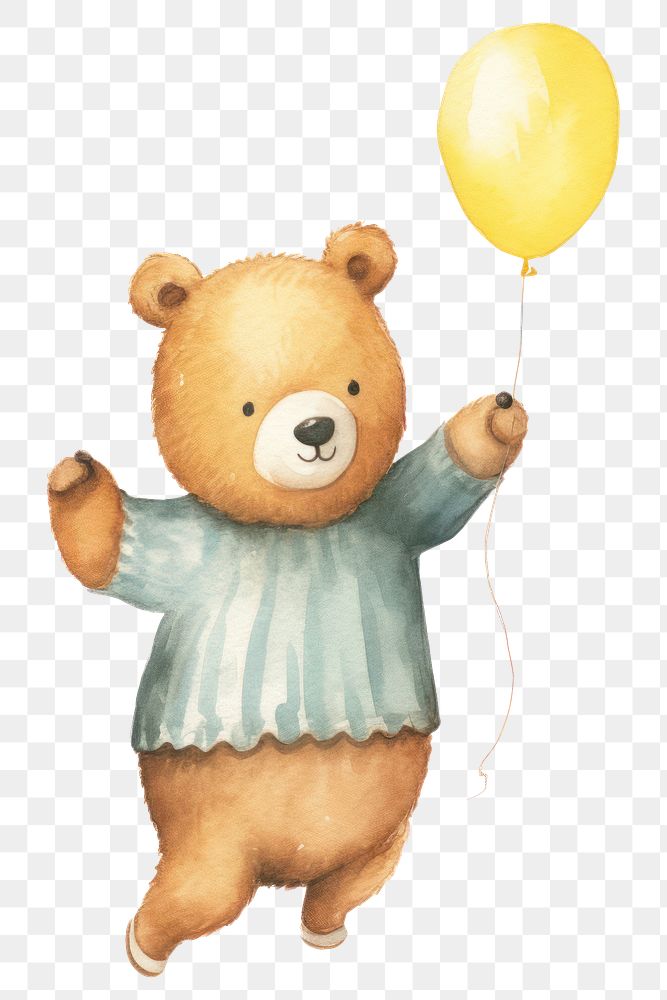 PNG Cute bear dancing balloon toy white background. AI generated Image by rawpixel.