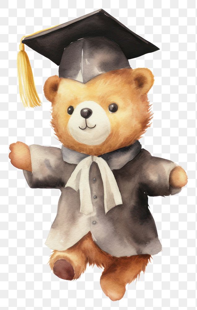 PNG Bear graduation cartoon toy. 