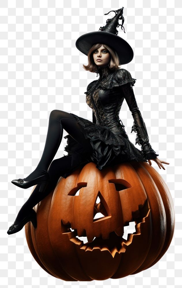 PNG Witch riding a pumkin Gothic architecture halloween adult. AI generated Image by rawpixel.