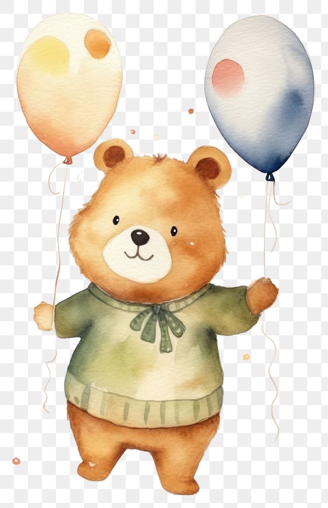 PNG Baby bear balloon cartoon cute. AI generated Image by rawpixel.