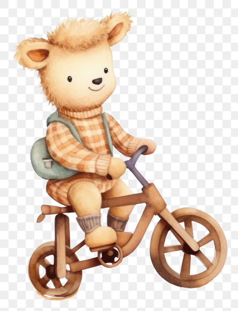 PNG Baby sheep bicycle vehicle cartoon. 